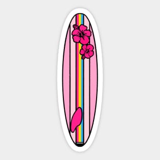 Pansexual Flag Surfboard - Pink Sticker